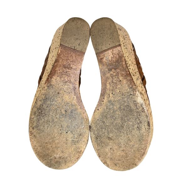 Tory Burch Women’s Killian Brown Leather Woven Wedge Sandals Size US 7.5 - Picture 9 of 12